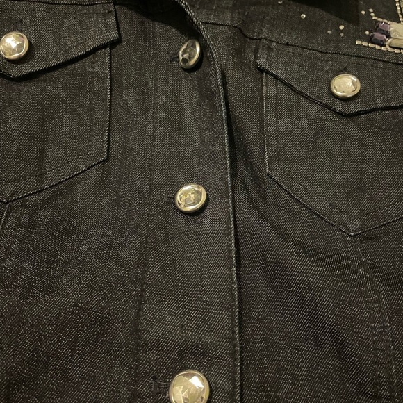 Chico’s platinum denim bling jacket size 1 =medium (8) like new - Picture 9 of 12